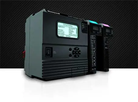 Advanced electronic device with screen and control buttons, sleek black design.